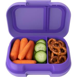 Bentgo Kids Snack – 2 Compartment Leak-Proof Bento Box Container for Snacks and Small Meals, Easy-Open Latch, Dishwasher Safe, BPA-Free for School, Daycare, & Sports – Ideal for Ages 3+ (Fuchsia/Teal)(Purple)