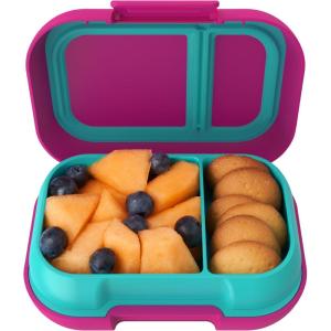 Bentgo Kids Snack – 2 Compartment Leak-Proof Bento Box Container for Snacks and Small Meals, Easy-Open Latch, Dishwasher Safe, BPA-Free for School, Daycare, & Sports – Ideal for Ages 3+ (Fuchsia/Teal)(Fuchsia/Teal)