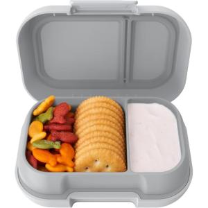 Bentgo Kids Snack – 2 Compartment Leak-Proof Bento Box Container for Snacks and Small Meals, Easy-Open Latch, Dishwasher Safe, BPA-Free for School, Daycare, & Sports – Ideal for Ages 3+ (Fuchsia/Teal)(Gray)