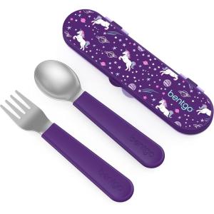 Bentgo® Kids Stainless Steel Utensil Set – Reusable Fork, Spoon & Storage Case – High-Grade BPA-Free Stainless Steel, Easy-Grip Handles, Dishwasher Safe for School Lunch, Travel & Outdoors (Unicorn)(Unicorn)
