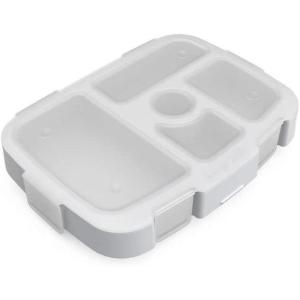 Bentgo® Kids Tray with Transparent Cover – Reusable, BPA-Free, 5-Compartment Meal Prep Container with Built-In Portion Control for Healthy Meals At Home & On the Go (Confetti Edition – Abyss Blue)(Glitter Edition – Silver)