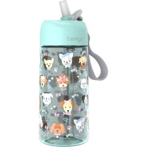Bentgo Kids Water Bottle – Leak-Proof, Durable Tritan, BPA-Free 15 oz. Cup for Kids/Toddlers Ages 3+, Bite & Sip Spout, Carrying Handle, & Dishwasher Safe for School, Sports, Daycare & Camp (Trucks)(Puppy Love)