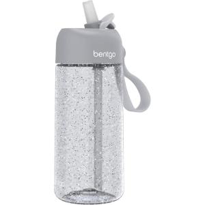 Bentgo Kids Water Bottle – Leak-Proof, Durable Tritan, BPA-Free 15 oz. Cup for Kids/Toddlers Ages 3+, Bite & Sip Spout, Carrying Handle, & Dishwasher Safe for School, Sports, Daycare & Camp (Trucks)(Glitter Edition – Silver)
