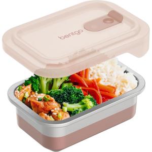 Bentgo MicroSteel Heat & Eat Container – Microwave-Safe, Leak-Proof & Airtight, Easy-to-Clean Lightweight Stainless Steel Reusable Food Storage with Silicone Lid (Dinner Size; 5.5-Cup Capacity; Gold)(Snack Size: 2 Cups (Rose))