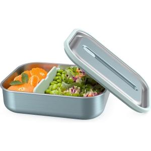 Bentgo MicroSteel Leak-Proof Lunch Box – Microwave-Safe, Oven-Safe, Bento-Style Container with Removable Divider, Airtight Lid, Sustainable Design, Odor & Stain Resistant (Rose Gold)(Aqua)