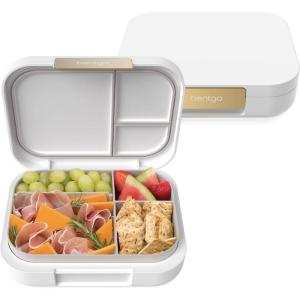 Bentgo Modern – Adult & Teen Bento Lunch Box; 3-4 Compartments, Leak-Resistant, 5.5 Cup Capacity/44 fl oz, Improved Locking Clips, Reusable, BPA-Free, Dishwasher/Microwave Safe Tray (Mint Green)(White)