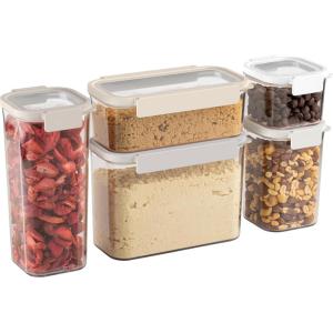 Bentgo Pantry – 10-Piece Airtight Food Storage Containers, Clear, Stackable Kitchen & Pantry Organization, Locking Lids for Freshness, BPA-Free Plastic – Ideal for Sugar, Flour, & More (White Stone)(White Stone)