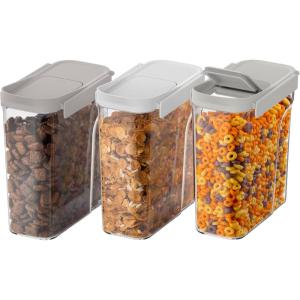 Bentgo Pantry – 6-Piece Airtight Cereal Containers, Easy Push & Pour Lid, Stackable & Clear BPA-Free Storage, Locking Lids for Freshness – Ideal for Kitchen & Pantry Organization (White Stone)(White Stone)