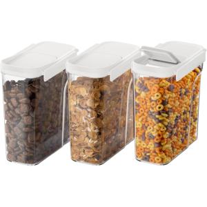 Bentgo Pantry – 6-Piece Airtight Cereal Containers, Easy Push & Pour Lid, Stackable & Clear BPA-Free Storage, Locking Lids for Freshness – Ideal for Kitchen & Pantry Organization (White Stone)(Snow)
