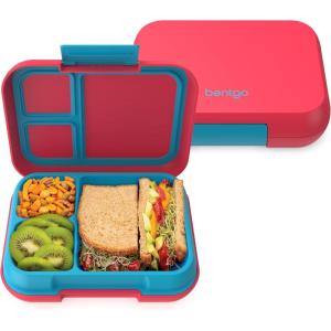 Bentgo Pop – Leak-Proof Lunch Box & Removable Divider for Ages 8+ & Teens – Lunch Container Holds 5 Cups of Food; 3-4 Compartments; Microwave/Dishwasher Safe; 2 Year Warranty (Periwinkle/Pink)(Flame Red/Turquoise)