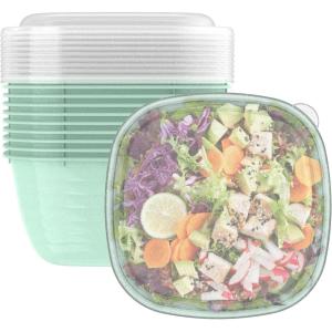 Bentgo Prep – 1-Compartment Bowls with Custom Fit Lids – Reusable, Microwaveable, Durable, PFAS & BPA-Free, Freezer and Dishwasher Safe Meal Prep Food Storage – 10 Bowls & 10 Lids (Sage Leaf Glitter)(Sage Leaf Glitter)