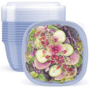 Bentgo Prep – 1-Compartment Bowls with Custom Fit Lids – Reusable, Microwaveable, Durable, PFAS & BPA-Free, Freezer and Dishwasher Safe Meal Prep Food Storage – 10 Bowls & 10 Lids (Sage Leaf Glitter)(Periwinkle)