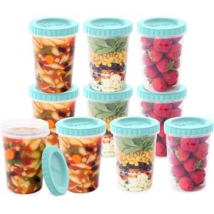 Bentgo Prep – 20 Piece 32 fl oz Leak-Proof Deli Containers with Lids, Food Storage for Meal Prep, Twist-Top, Reusable, PFAS & BPA-Free, Stackable, Microwave, Freezer & Dishwasher Safe (Aqua Splash)(32 oz (Aquamarine))