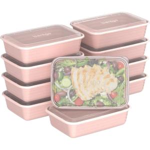 Bentgo Prep – 20-Piece 1-Compartment Reusable Meal Prep Containers with Lids, PFAS & BPA Free Materials, Durable, Microwave, Freezer, & Dishwasher Safe To Go Food Storage (Navy Blue)(Peony Glitter)