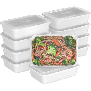 Bentgo Prep – 20-Piece 1-Compartment Reusable Meal Prep Containers with Lids, PFAS & BPA Free Materials, Durable, Microwave, Freezer, & Dishwasher Safe To Go Food Storage (Navy Blue)(White)