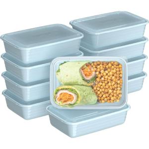Bentgo Prep – 20-Piece 1-Compartment Reusable Meal Prep Containers with Lids, PFAS & BPA Free Materials, Durable, Microwave, Freezer, & Dishwasher Safe To Go Food Storage (Navy Blue)(Sky)