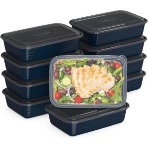 Bentgo Prep – 20-Piece 1-Compartment Reusable Meal Prep Containers with Lids, PFAS & BPA Free Materials, Durable, Microwave, Freezer, & Dishwasher Safe To Go Food Storage (Navy Blue)(Navy Blue)