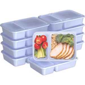 Bentgo Prep – 20-Piece 2-Compartment Reusable Meal Prep Containers with Lids, PFAS & BPA Free Materials, Durable, Microwave, Freezer, & Dishwasher Safe To Go Food Storage (Navy Blue)(Periwinkle)