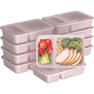 Bentgo Prep – 20-Piece 2-Compartment Reusable Meal Prep Containers with Lids, PFAS & BPA Free Materials, Durable, Microwave, Freezer, & Dishwasher Safe To Go Food Storage (Navy Blue)(Blush Pink)
