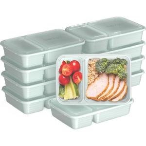 Bentgo Prep – 20-Piece 2-Compartment Reusable Meal Prep Containers with Lids, PFAS & BPA Free Materials, Durable, Microwave, Freezer, & Dishwasher Safe To Go Food Storage (Navy Blue)(Mint)