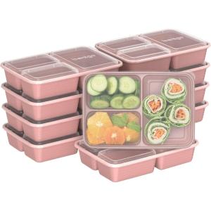 Bentgo Prep – 20-Piece 3-Compartment Reusable Meal Prep Containers with Lids, PFAS & BPA Free Materials, Durable, Microwave, Freezer, & Dishwasher Safe To Go Food Storage (Rosette Glitter)(Rosette Glitter)