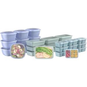 Bentgo Prep 60-Piece Variety Meal Prep Kit – Reusable PFAS & BPA-Free Food Containers 1-Compartment Trays, Prep Bowls, & Snack Boxes – Microwave, Freezer, & Dishwasher Safe (Rich Shades)(Floral Pastels)