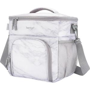 Bentgo Prep Deluxe Insulated Multimeal Bag – Lunch Box Bag, Holds 5 Meals, Premium Insulation up to 8 Hrs, Durable, Water-Resistant – Large Capacity For Adult Meal Prep (Navy Blue)(White Marble)