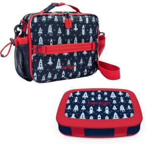 Bentgo Prints Insulated Lunch Bag Set With Kids Bento-Style Lunch Box (Space Rockets)
