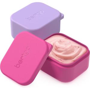 Bentgo Sidekicks 2-Pack Silicone Container Set – Dipping Sauce Cups for Condiments & Small Snacks, Reusable, Durable, & Leak-Proof Liquid Storage, Salad Dressing Container – 2.6 oz (Blue & Green)(Lavender & Pink)