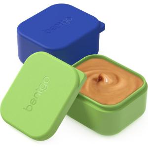 Bentgo Sidekicks 2-Pack Silicone Container Set – Dipping Sauce Cups for Condiments & Small Snacks, Reusable, Durable, & Leak-Proof Liquid Storage, Salad Dressing Container – 2.6 oz (Blue & Green)(Blue & Green)