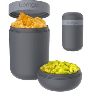 Bentgo Snack Cup – Reusable Snack Container with Leak-Proof Design, Toppings Compartment, and Dual-Sealing Lid, Portable & Lightweight for Work, Travel, Gym – Dishwasher Safe (Dark Gray)(Dark Gray)