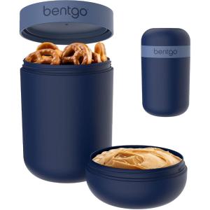 Bentgo Snack Cup – Reusable Snack Container with Leak-Proof Design, Toppings Compartment, and Dual-Sealing Lid, Portable & Lightweight for Work, Travel, Gym – Dishwasher Safe (Dark Gray)(Navy)