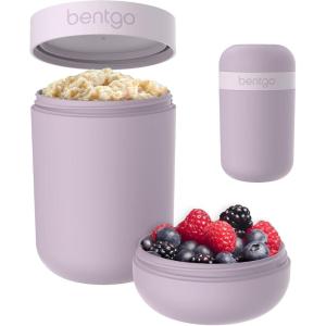 Bentgo Snack Cup – Reusable Snack Container with Leak-Proof Design, Toppings Compartment, and Dual-Sealing Lid, Portable & Lightweight for Work, Travel, Gym – Dishwasher Safe (Dark Gray)(Orchid)