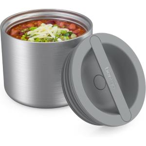 Bentgo Stainless Insulated Food Container – 2.4 Cups (19 oz), Triple-Layer Insulation, Vacuum Seal, Leak-Proof, Built-In Handle, Wide Opening, Premium Stainless Steel, for Cool/Warm Foods (Black)(Stainless Steel Silver)