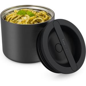 Bentgo Stainless Insulated Food Container – 2.4 Cups (19 oz), Triple-Layer Insulation, Vacuum Seal, Leak-Proof, Built-In Handle, Wide Opening, Premium Stainless Steel, for Cool/Warm Foods (Black)(Black)