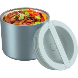 Bentgo Stainless Insulated Food Container – 2.4 Cups (19 oz), Triple-Layer Insulation, Vacuum Seal, Leak-Proof, Built-In Handle, Wide Opening, Premium Stainless Steel, for Cool/Warm Foods (Black)(Aqua)
