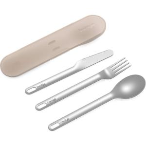 Bentgo Stainless Travel Utensil Set – Reusable 3-Piece Silverware Set with Carrying Case, High-Grade Premium Steel, BPA-Free Case, Eco-Friendly – Ideal for Travel, Camping, and Office Use (Aqua)(Sand)