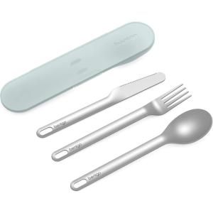 Bentgo Stainless Travel Utensil Set – Reusable 3-Piece Silverware Set with Carrying Case, High-Grade Premium Steel, BPA-Free Case, Eco-Friendly – Ideal for Travel, Camping, and Office Use (Aqua)(Aqua)