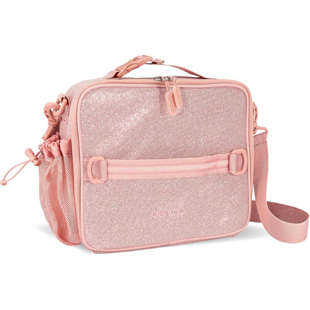imageBentgo Kids Lunch Bag DoubleInsulated Reusable Lunch Bag for Kids 3 with Adjustable Strap Holds Lunch BoxWater BottleSnacks EasyClean WaterResistant amp Pockets Confetti Abyss BlueGlitter Edition Petal Pink