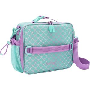 Bentgo Kids Lunch Bag – Double-Insulated, Reusable Lunch Bag for Kids 3+ with Adjustable Strap; Holds Lunch Box/Water Bottle/Snacks; Easy-Clean, Water-Resistant & Pockets (Confetti – Abyss Blue)(Mermaid)
