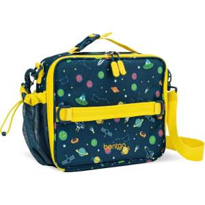 Bentgo Kids Lunch Bag – Double-Insulated, Reusable Lunch Bag for Kids 3+ with Adjustable Strap; Holds Lunch Box/Water Bottle/Snacks; Easy-Clean, Water-Resistant & Pockets (Confetti – Abyss Blue)(Space)