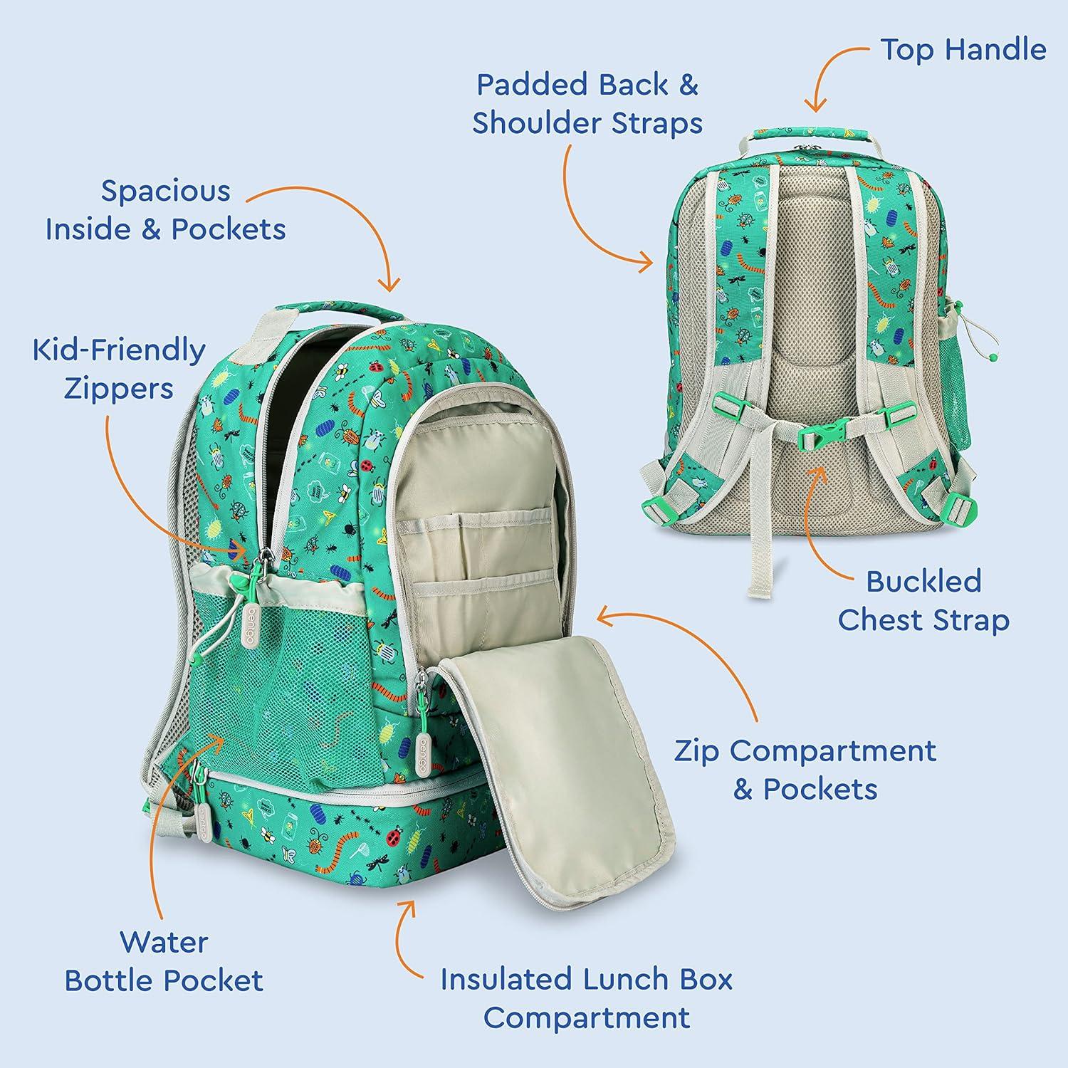 imageBentgo 2in1 Backpack amp Insulated Lunch Bag Set With Kids Prints Lunch Box Bug Buddies