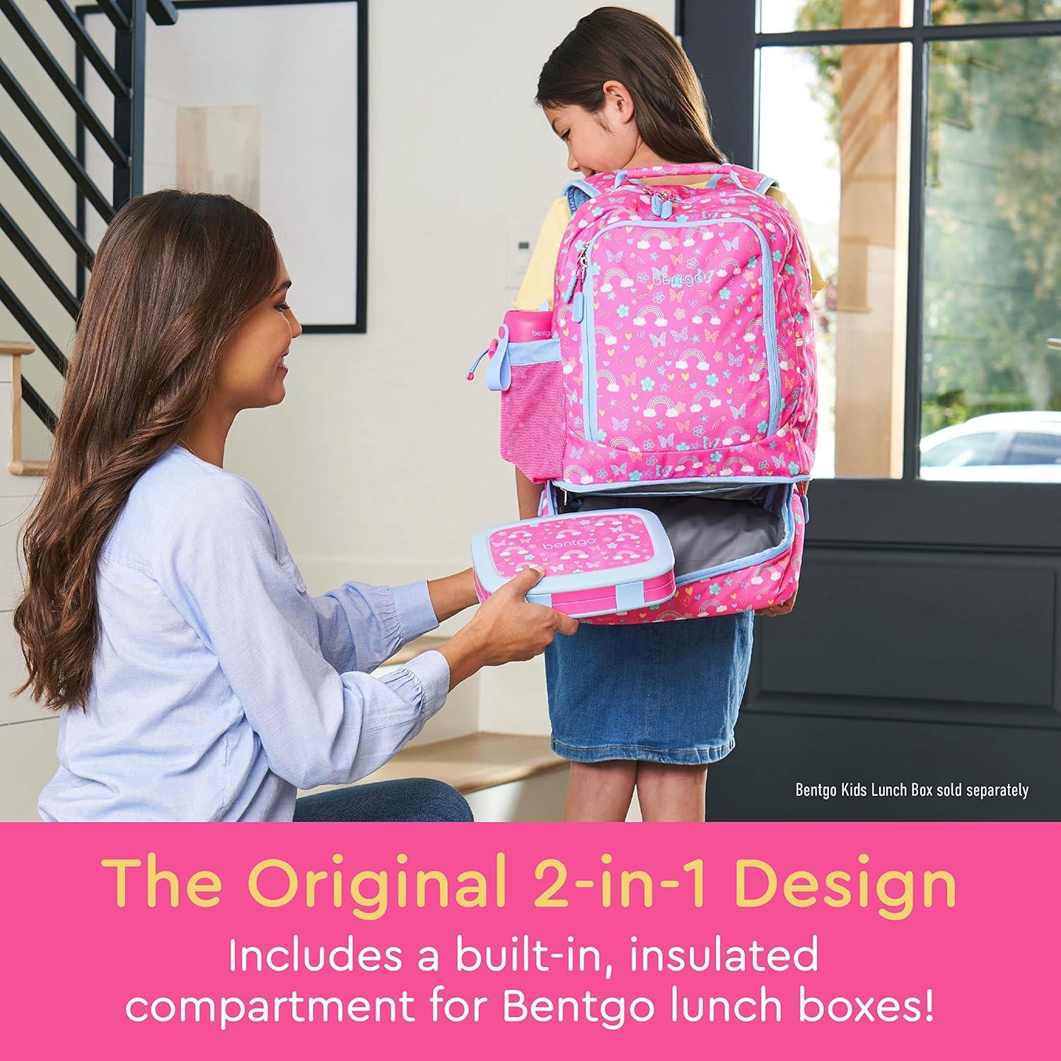 imageBentgo Kids 2in1 Backpack amp Insulated Lunch Bag Set Water Bottle New amp Improved 2023 Rainbows and Butterflies