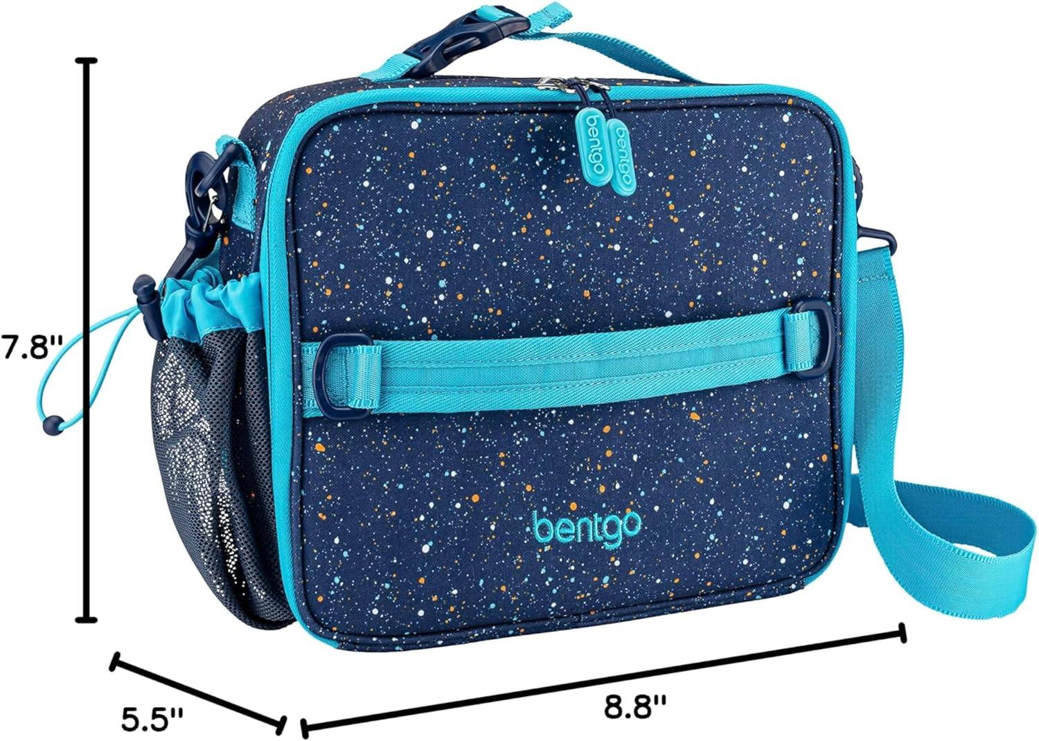 imageBentgo Kids 5Compartment Lunch Box Set With Insulated Lunch Bag and 2in1 Backpack amp Insulated Lunch Bag Confetti Edition Abyss Blue