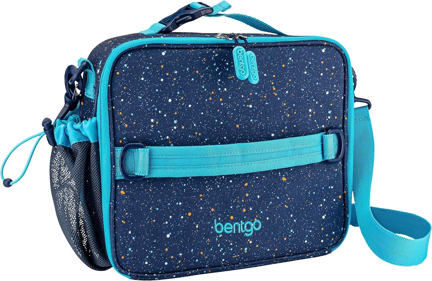 imageBentgo Kids 5Compartment Lunch Box Set With Insulated Lunch Bag and Lightweight 14 Kids Backpack Confetti Edition Abyss Blue