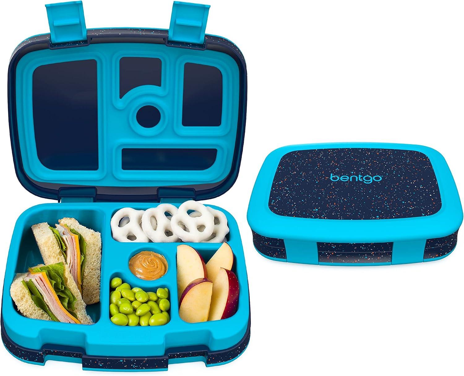 imageBentgo Kids 5Compartment Lunch Box Set With Lightweight 14 Kids Backpack Confetti Edition Abyss Blue