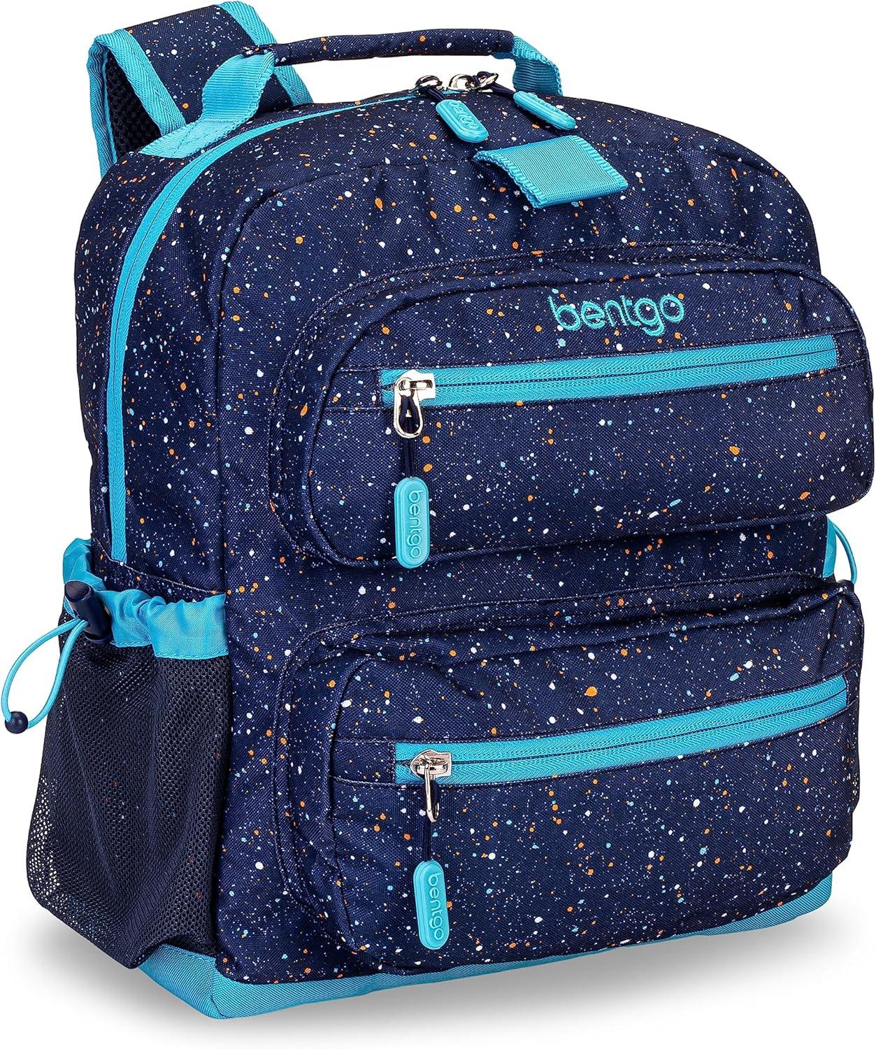 imageBentgo Kids 5Compartment Lunch Box Set With Lightweight 14 Kids Backpack Confetti Edition Abyss Blue