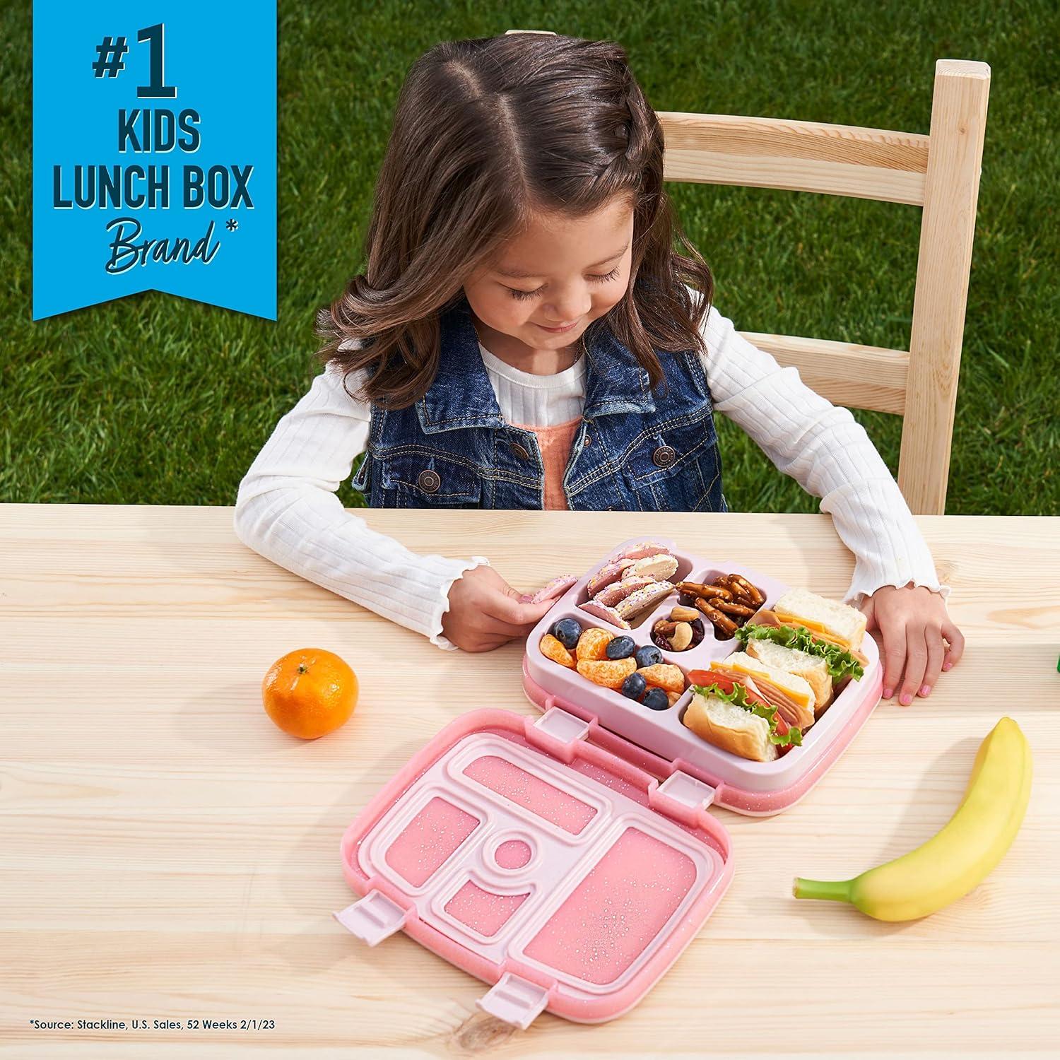 imageBentgo Kids 5Compartment Lunch Box Set With Lightweight 14 Kids Backpack Glitter Edition Petal Pink