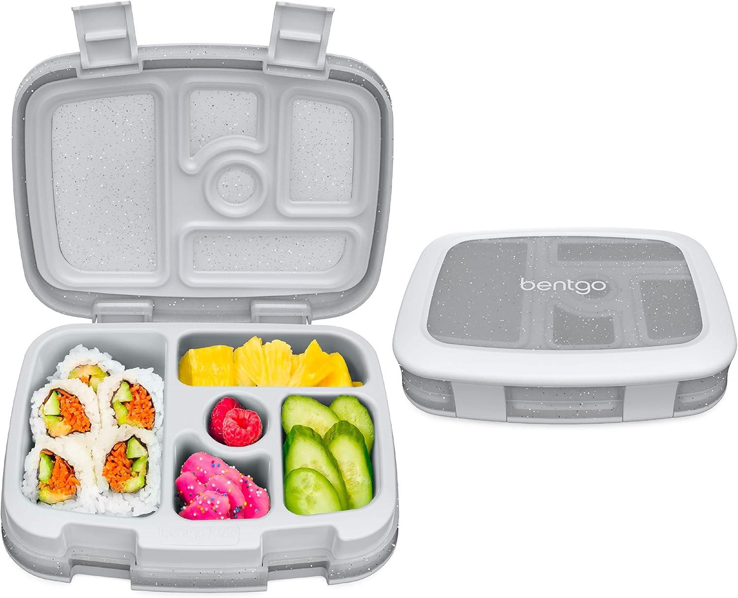 imageBentgo Kids 5Compartment Lunch Box Set With Lightweight 14 Kids Backpack Glitter Edition Silver