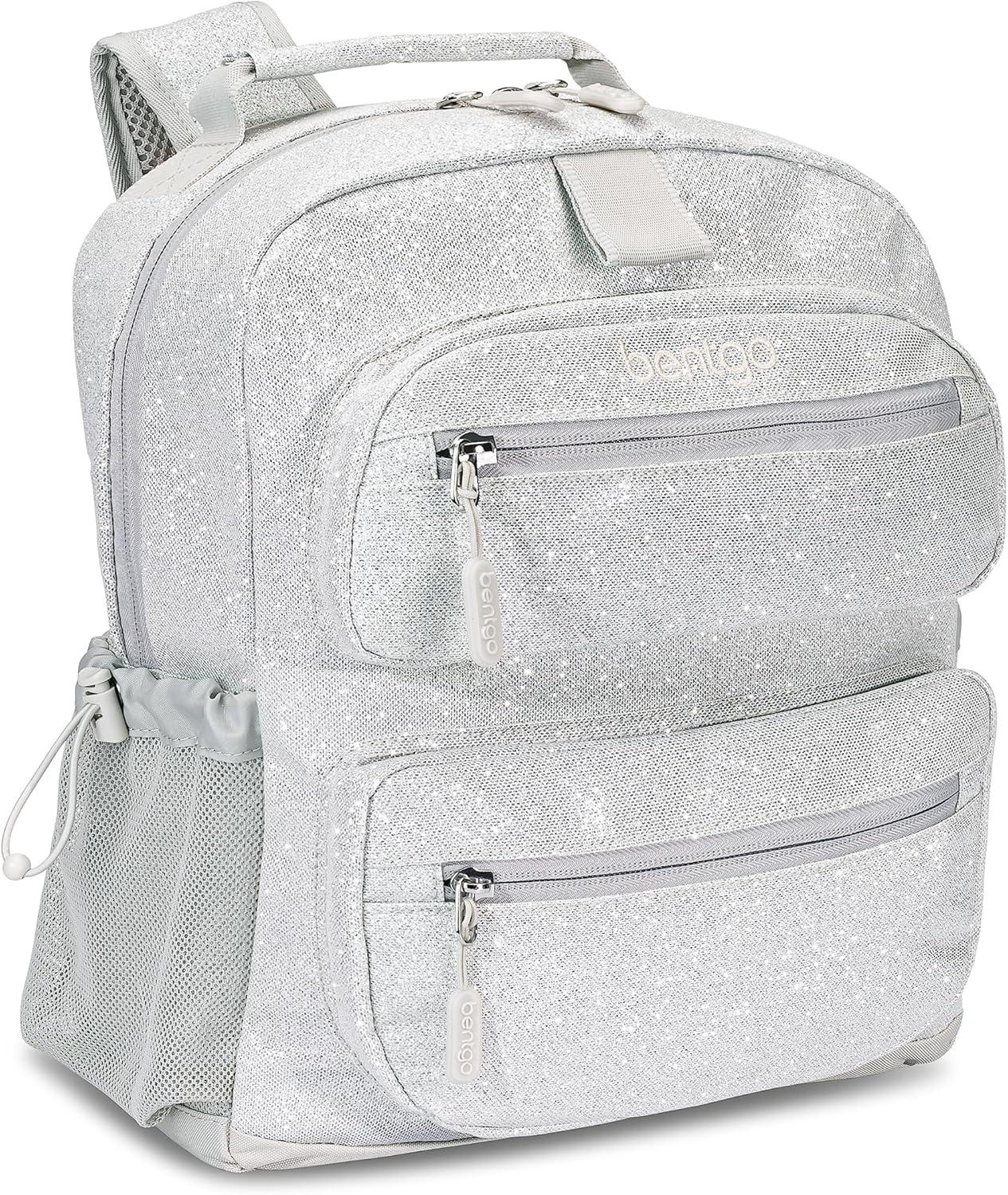 imageBentgo Kids 5Compartment Lunch Box Set With Lightweight 14 Kids Backpack Glitter Edition Silver